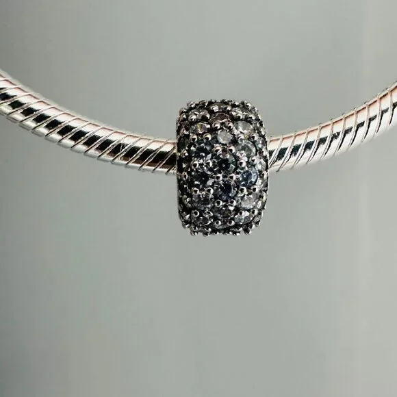 Authentic PANDORA Sparkling PAVE TRIPLE ROW Charm 925 Sterling Silver 792820C01 - Picture 5 of 10